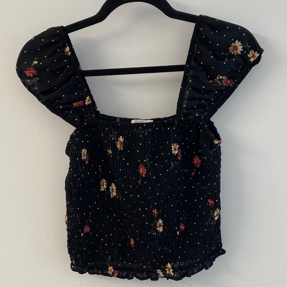Sienna Sky Stretchy Flower Crop Tank - M